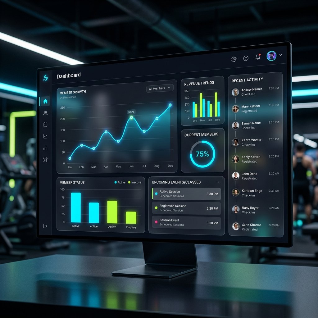 Dashboard de administración del software para gimnasios Gym Control